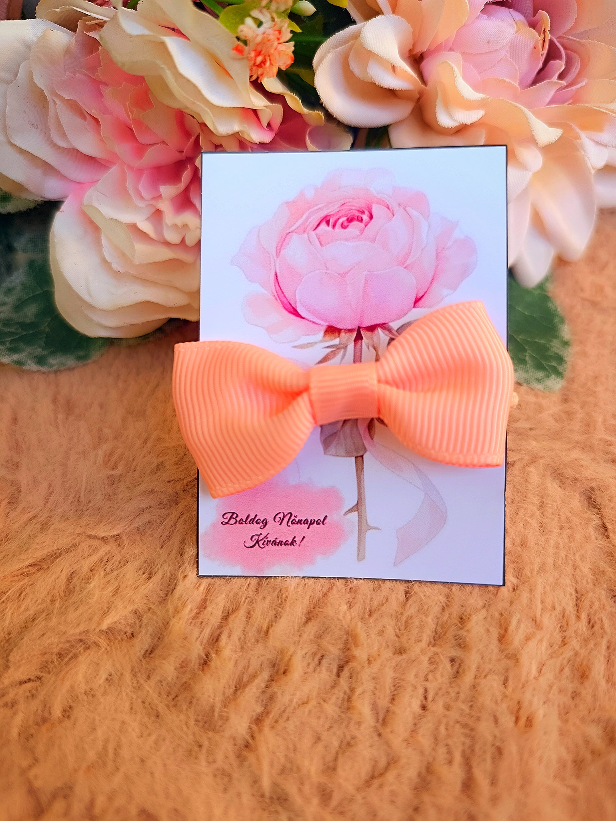 Ajándék masni hajgumi nőnapi barack